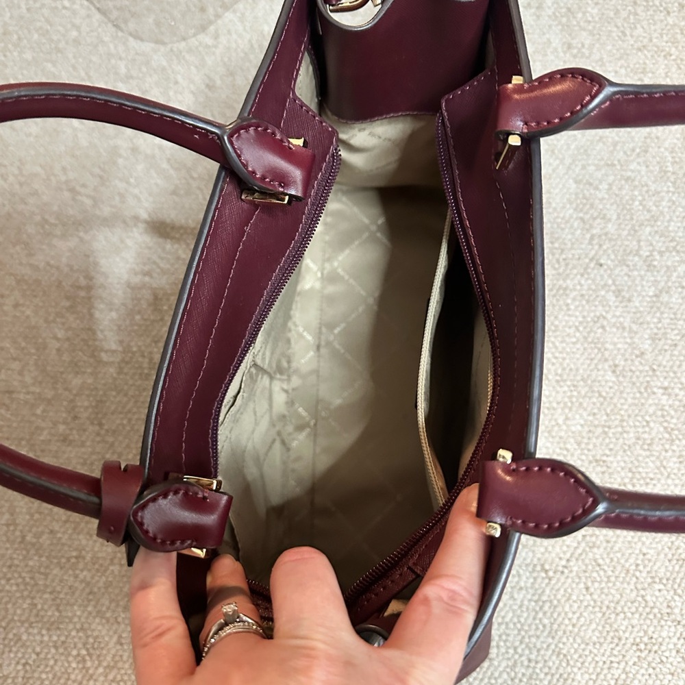 Michael Kors Rayne Satchel Bag in Burgundy Merlot - Picture 9 of 11